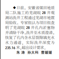 安徽局二队芜湖皖28井观测站洗井工程通过验收——见2020年12月24日中煤地质报第二版